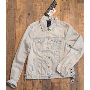 NWT‎ Scotch & Soda Maison Scotch Flamingo Camouflage Denim Jacket Womens Size 3